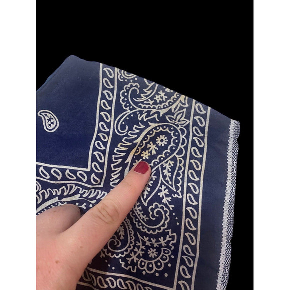 Vintage Little Girls Apron Blue Bandana Lace 3T - 5T Western Romantic Rockabilly - Picture 8 of 11